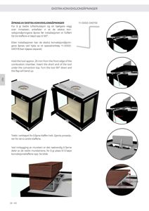 Fotografi og illustrasjon som viser hvordan man åpner ekstra konveksjonsåpninger i en kamin eller ovnsinnsats.