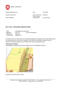 Situasjonsplan som viser etterspurt areal for massedeponi/terrengendring med høydekurver og grenser.