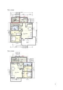 Bildet viser etasjeplaner for Plan 1. etasje og Plan 2. etasje, inkludert romfordeling og mål.