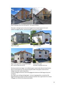 En samling fotografier av eksisterende boliger i nabolaget, sammenlignet før og etter endringer, samt fra Google Street View.