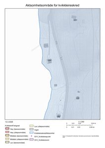 Kart som viser aktsomhetsområde for kvikkleireskred med faregrad og utløpsområder