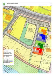 Situasjonsplan (tomtekart) som viser tomtene, bebyggelse, veier og arealbruk for et prosjekt i Giske kommune.