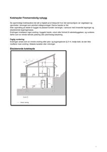 Snittegning (Snitt E) som viser bygningens tverrsnitt i forhold til terreng.
