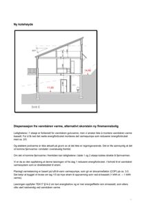 Snittegning av en bygning som viser høyder og etasjer