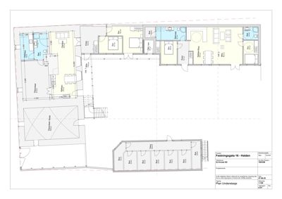 Etasjeplan (Plan Uderetasje) som viser romfordeling, stueplan og mål for en bolig.