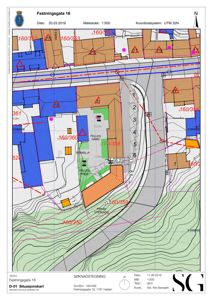 Situasjonskart som viser tomtens beliggenhet i forhold til nabolag, veier og andre eiendommer.