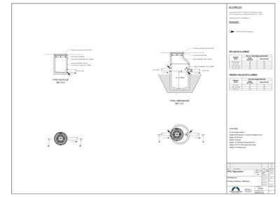 Teknisk detaljtegning som viser snitt og oppriss av fundament og søyler.