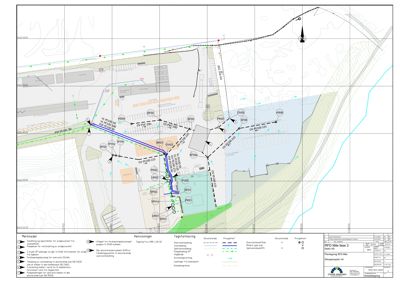 Situasjonsplan som viser tomt, vegnett, bebyggelse og infrastruktur.