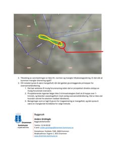 Et flyfoto eller kart med overlagte tekniske tegninger og merknader om vannledninger.