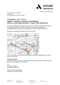 Et utsnitt av en VA-plan som viser et søknadsområde for midlertidig brukstiltak, markert med rosa linje.