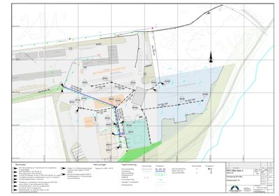 Situasjonsplan som viser tomt, vegnett, eksisterende og planlagt infrastruktur, samt bygningers plassering.