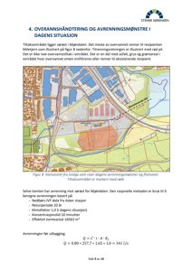 Kart som viser situasjon, avrenningsmønster og flomveier i et område.