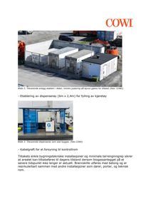 Fotografier av et biogassanlegg og en dispenserøy, inkludert tekster og logoer.