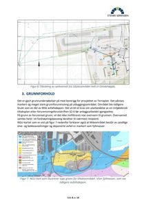 Kart som viser grunnforhold, tilkobling av spillvann og forurenset grunn på et prosjektområde.
