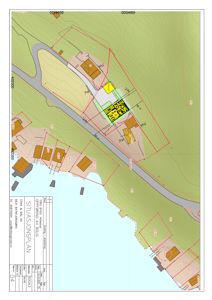 Situasjonsplan som viser tomtens beliggenhet, nabolag, veier og topografi.