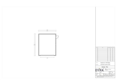 Etasjeplan for en garasje med angitte mål (4200x3100) og en dør.