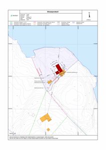 Situasjonskart som viser eiendomsgranser, topografi, eksisterende og planlagt bebyggelse samt nabolag.