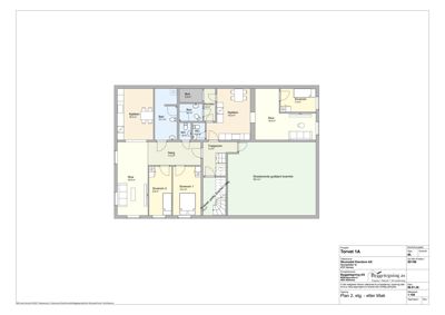 Etasjeplan (Plan 2) som viser romfordeling, arealer og funksjoner i et hus.