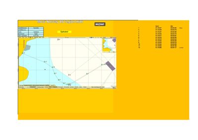 Kart over et område i Vesterålen (Sjakabel) med koordinater, punkter og en liste over punkter med deres nord/sør-koordinater.
