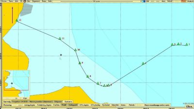 Kart over et kystområde med en markert rute (1-12) og en innfelt oversiktskart.
