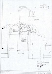 Tegning som viser detaljert utforming av en BioVac-anlegg (biogassanlegg) med mål, dimensjoner og konstruksjonsdetaljer.