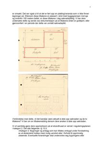 Bildet viser to håndskrevne etasjeplaner (eller romfordelingsplaner) for et hus, med rombetegnelser som 'Stue', 'Kjøkken', 'Bad' og 'Forhall'.