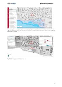 Bildet viser kart fra et digitalt kartverk (Kartverket) som illustrerer NVE-aktomhet for flom og høydedata for terrenget.