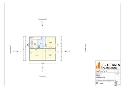 Etasjeplan (Plan 2. etasje) som viser romfordeling, stueplan og dimensjoner.