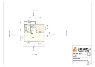 Etasjeplan (Plan 1. etasje) som viser romfordeling, dører, vinduer og mål for en bolig.