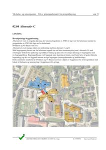 Situasjonsplan som viser plassering av bygninger, parkeringsplasser og veier på tomten for Vik helse- og omsorgssenter.