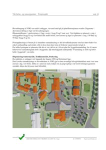 3D-visualisering (rendering) av et forprosjekt for et helse- og omsorgssenter, som viser bygningene, parkeringsplasser og omgivelsene.