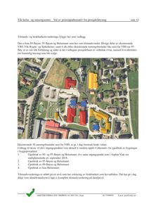 Luftfoto av et område med flere bygninger, der visse bygninger er markert med farger (rød og gul) og kryss (blå) for å illustrere ulike alternativer for gjenbruk.