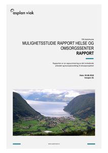 Fotografi av et landskap med fjord, fjell og et tettsted, som er brukt som illustrasjon på forsiden av en rapport.