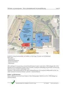 Situasjonsplan som viser plassering av ulike funksjoner (som helsetunet, legekontor, parkeringsplasser) i forhold til hverandre og til omgivelsene.