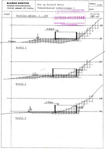Tegning som viser tre ulike profiler (Profil 1, 2 og 3) av en trappetrinn med høydeangivelser (+40, +45, +42.5).