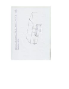 Håndtegnet oppriss av fasaden sett fra vest (Fasada Vest) med angitte mål på 2,2 m og 1,8 m.