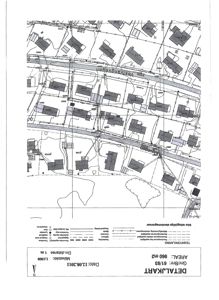 Detaljert situasjonsplan (detaljkart) som viser eiendomsforhold, eiendomsgrenser, bygninger og infrastruktur i et område.