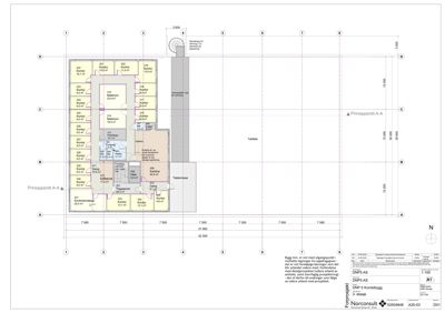 Etasjeplan for 3. etasje av DNR 5 Korbelygg, som viser romfordeling, arealer og prinsipppunkter.