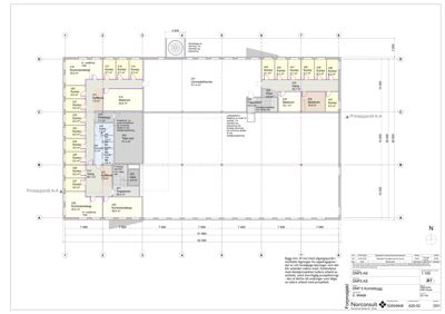 Etasjeplan (2. etasje) som viser romfordeling, arealer og funksjoner i et kontorbygg.