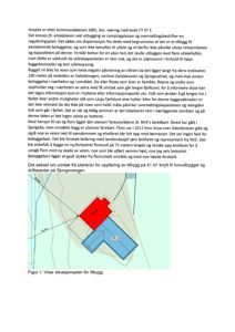 Situasjonsplan som viser tobygget (merket 1470) i forhold til Dalsideveien og Sjongsvatnet, med tekstdokumentasjon om planlegging og konsekvenser.