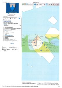 Situasjonsplan som viser eiendomsgrenser, areal og bygningstilhørighet for en tomt i Lesja kommune.