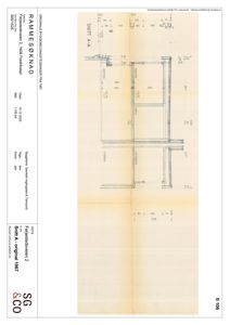 Snittegning (Snitt A-A) som viser bygningens indre oppbygning, høyder og romfordeling.