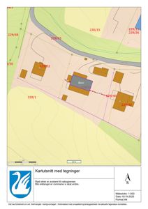 Kartutsnitt som viser tomtene (229/1, 229/30, 229/31, 229/32, 229/40, 229/65, 229/11, 229/26, 229/48, 229/50) med eksisterende bygninger og en planlagt endring (blå rektangel) i tomte 229/31. Inneholder også nabogrenser (røde streker) og en nordpil.