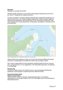 Situasjonskart som viser plassering av et nytt avløpsanlegg i sjø og på land i forhold til eiendomsgrunnlinjer og eksisterende infrastruktur.