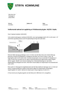 Fotografi av et dokument (vedkommende søknad) fra Stryn kommune som omhandler oppføring av fritidsbustad.