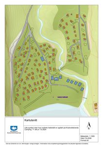 Kartutsnitt som viser et område med veier, bebyggelse, vann og terrengforhold.