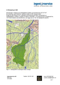 Kart som viser nedslagsfelt for en bekken (Scalgo) med topografi og vannløp.