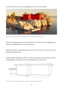 Fotografi av en fotogrammetrisk 3D-modell som viser et rødt bygningselement på en klippeøy.