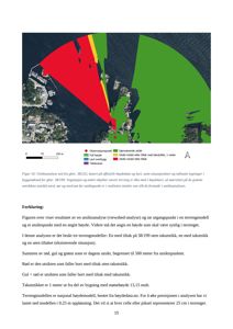Et situasjonskart med overlagte utsiktsanalyser (viewshed) som viser synlighet fra et observasjonspunkt.