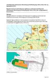 Bildet viser to utklipp fra planer: øverst et utklipp av kommuneplanen med arealdel og byggegrense, nederst et utklipp av situasjonsplan. Begge er relevante for å vise plassen i forhold til omgivelser.